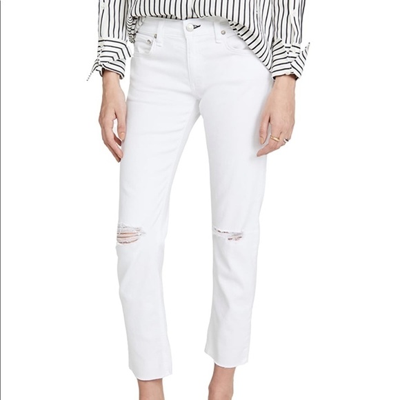 Rag & Bone Ankle Dre Capri Distressed White Skinny Jeans - Picture 6 of 14